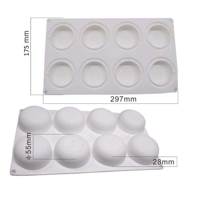 W WBLD Silicone Cake Mold for Baking，8 Holes 3D Stone Round Shape Silicone Mousse Cake Pop Form,Non-Stick Candy Chocolate Jelly Baking Mould Tray,Pastry Cheesecake Pudding Bread Decorating Tool for Homemade - Image 2